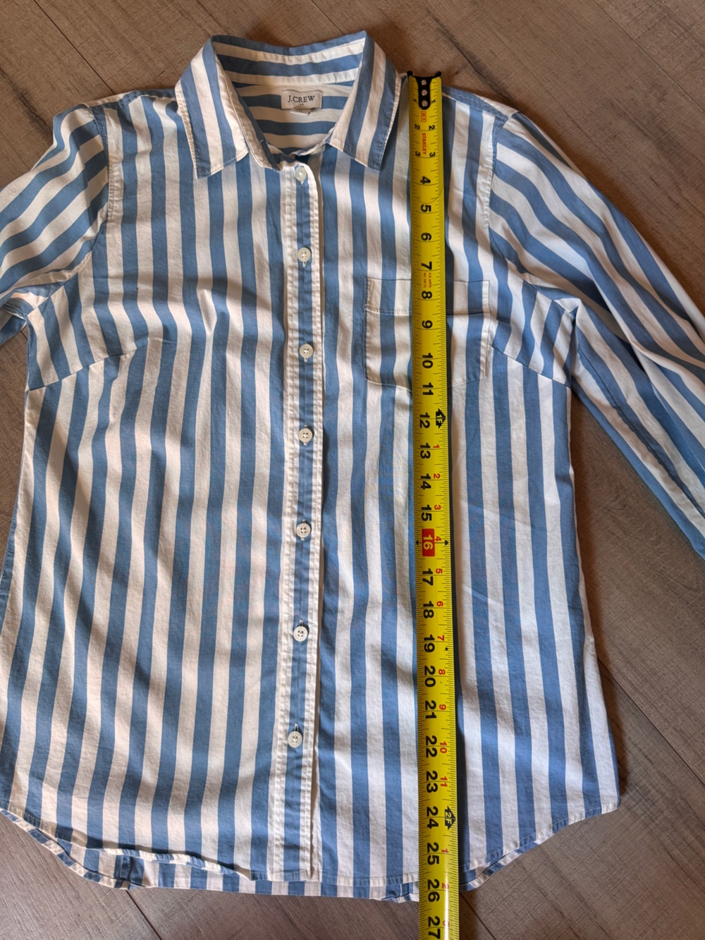 J.Crew Blue White Striped Button Front Shirt Cotton Stretch Women’s Small - Picture 9 of 11